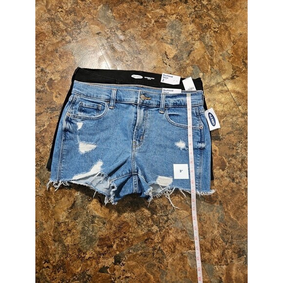 Lot of 2 NWT Old Navy Boyfriend Cutoff Cuffed Shorts SZ 2 Denim Distressed (A225 - Picture 5 of 10